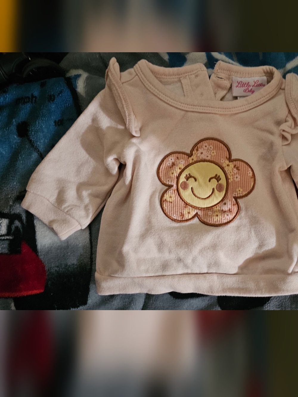 Little Lass Light Pink Smiley Flower Sweatshirt 0-3 Months